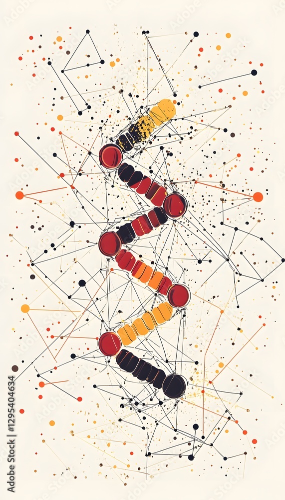 Poster abstract representation of a dna structure with connecting lines