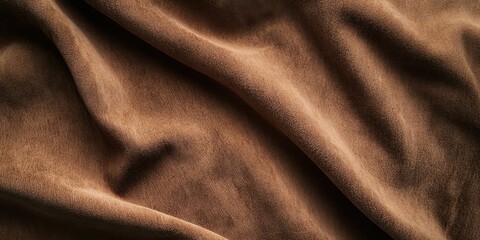 Fototapeta premium Velvet Fabric Texture: Close-up of a luxurious velvet fabric with soft folds. Its rich brown color creates a sense of elegance and comfort.