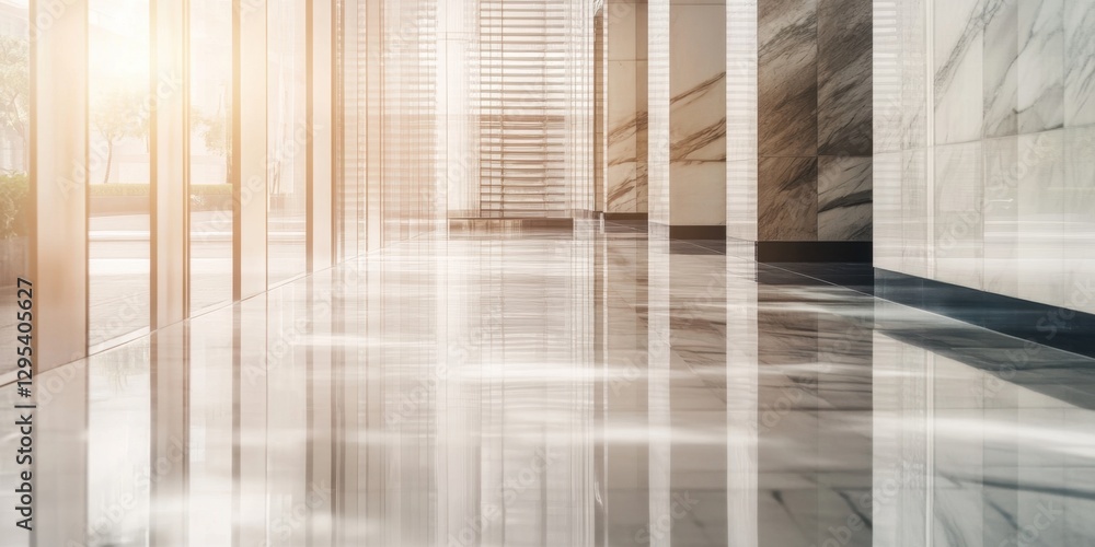 Poster sunlit architecture: a panoramic view captures the modern elegance of an interior, bathed in natural