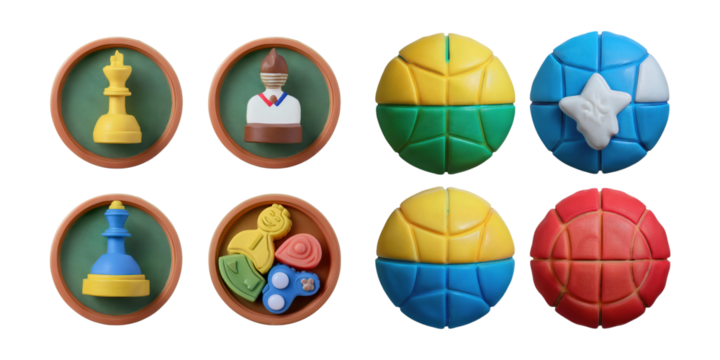 Colorful Toy Playsets for Children and Learning, PNG collection, set bundle, isolate on transparent or white background