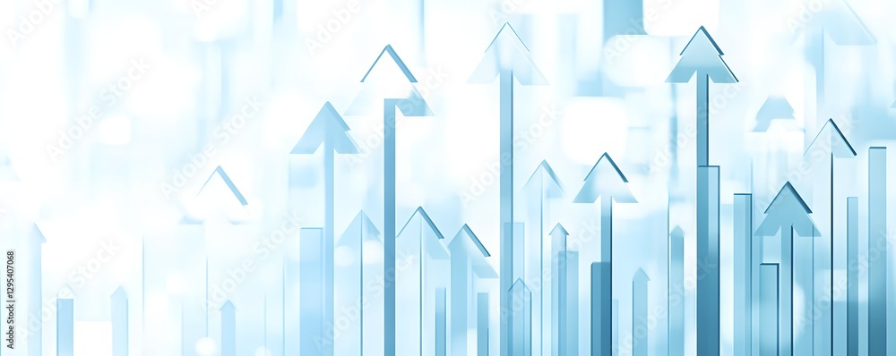 Poster upward trending graph with transparent arrows pointing to success