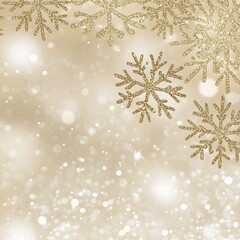 Sparkling Snowflakes on a Soft Gold Background for Winter Designs