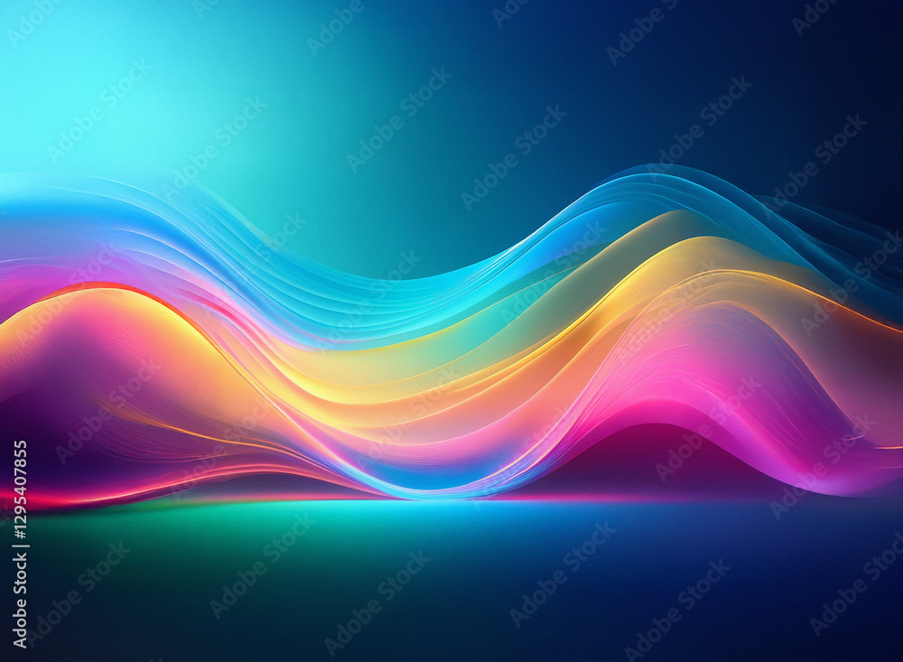 Poster abstract flowing waves of vibrant colors create a smooth gradient background. a dynamic and bright d