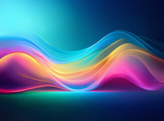 Abstract flowing waves of vibrant colors create a smooth gradient background.  A dynamic and bright design, showcasing modern abstract art with smooth curves and hues.