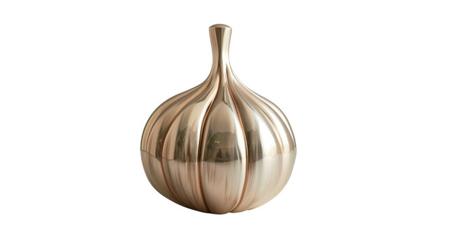 Golden garlic shaped vase on transparent background