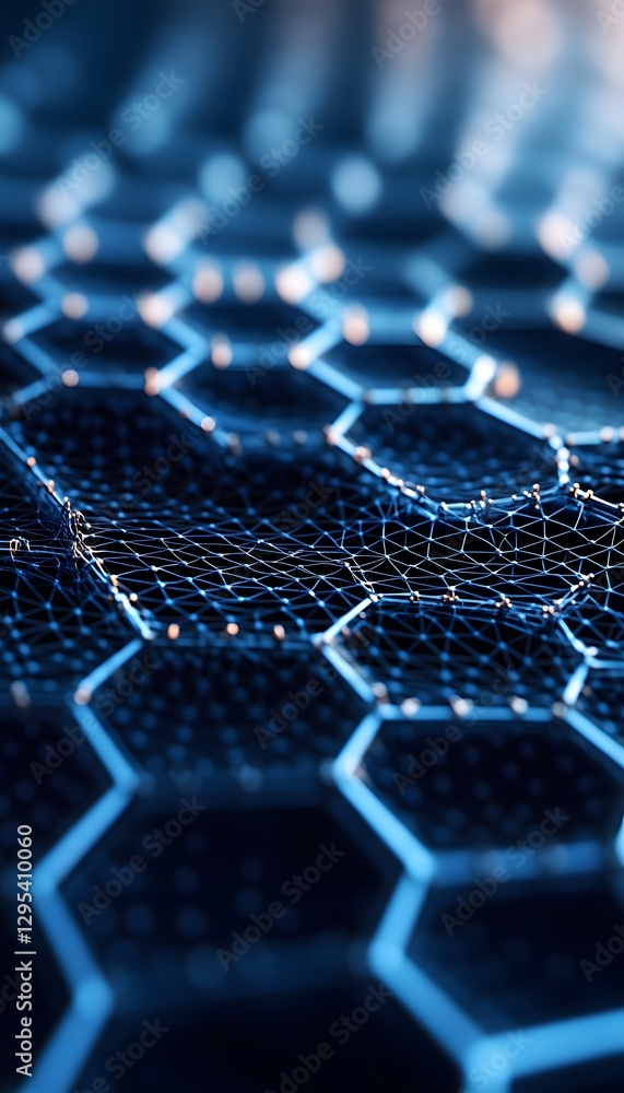 Poster abstract geometric pattern with interconnected nodes and hexagonal shapes