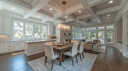 Open-Concept Dining Room with High Ceilings