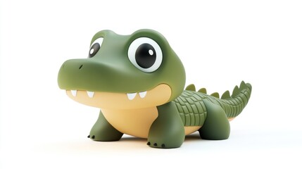 Fototapeta premium Cute cartoon crocodile toy on white background