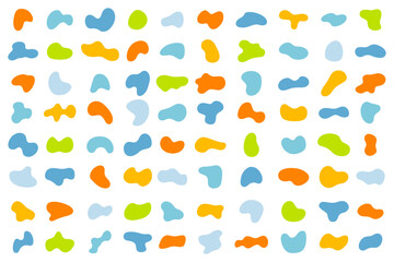 流体シェイプ　ふにゃふにゃ　液体　イラスト　セット　ゆるい形　シルエット　バリエーション　ベクター