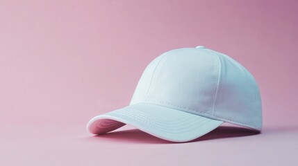 Fototapeta premium White Baseball Cap on Pink Background