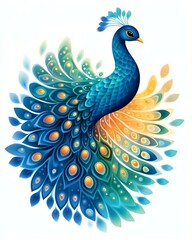 Obraz premium Vibrant peacock displaying its colorful feathers.