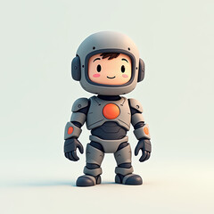 Fototapeta premium Cute Robot Boy 3D Render, Astronaut - 3D Rendered Characters