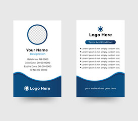 Modern corporate ID card design template. Look stylish clean and professional ID card, Elegant and professional ID card design for corporate branding. 