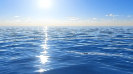 Fototapeta premium Clear ocean water under a bright shining sun and clear blue sky