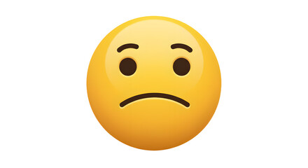 Sad Emoji Depicting Unhappiness or Disappointment on White Background
