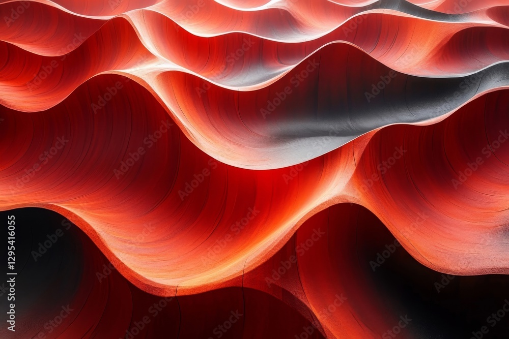 Aufkleber abstract red wave pattern: a stunning visual of curving lines and textured surfaces