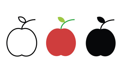 Apple Vector, Icon, And Line Art Design Collection. 