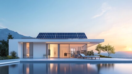 Modern Solar Powered Home with Infinity Pool and Mountain View