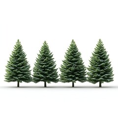 Obraz premium Neatly arranged three small trees in a straight row against a bright background
