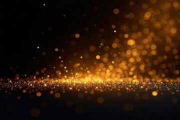 Shimmering gold dust on black, abstract light flares, black light, abstract light, radiant
