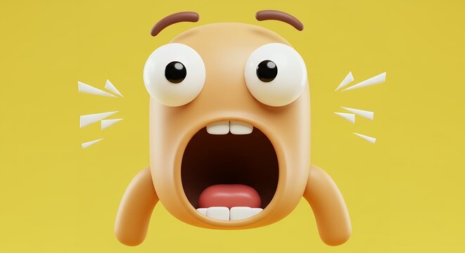 Hilarious Shocked Cartoon Character. Isometric 3D Style