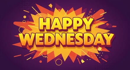 Cheerful "Happy Wednesday" Digital Artwork with Bright Typography