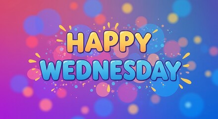 Cheerful "Happy Wednesday" Digital Artwork with Bright Typography