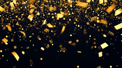 Obraz premium Golden Confetti Celebration: A Dazzling Shower of Festive Sparkle