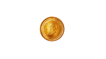 Golden french coin featuring louis xiv with transparent background