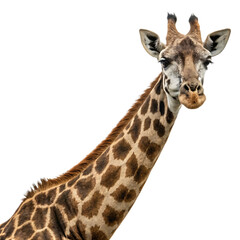 Elegant Giraffe Walking Gracefully Isolated on White Background as Transparent. PNG. AI GENERATED
