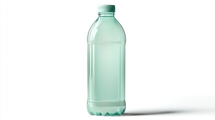 Green plastic bottle isolated on white background
