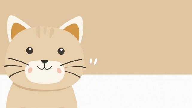 Cute cartoon cat pet in playful expression with copy space. Delightful kitten charming by innocent eyes of kid create adorable scene perfect for a child friendly or cheerful background design. AIG53.