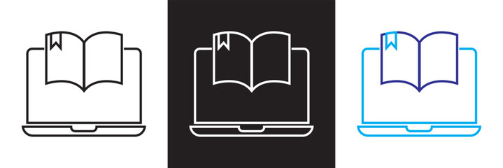 Education icon. Contains such icons as e-learning, virtual campus, unlimited access etc.  Isolated on white and black background. Vector illustration. EPS 10