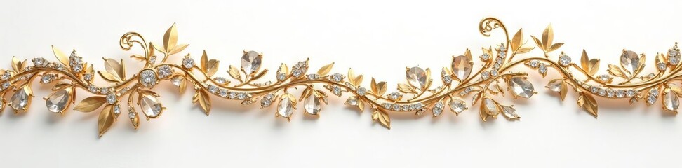 Intricate gold and diamond jewelry design, white background , handmade, dazzling, diamonds