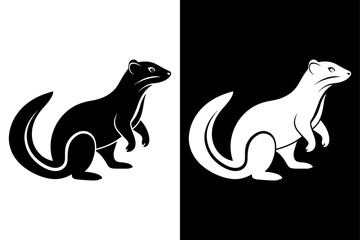 Mongoose Silhouette Vector Icon High-Quality Design on Black And White Background.