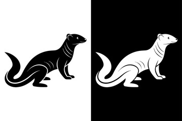 Mongoose Silhouette Vector Icon High-Quality Design on Black And White Background.