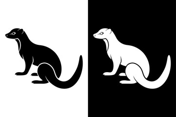 Mongoose Silhouette Vector Icon High-Quality Design on Black And White Background.