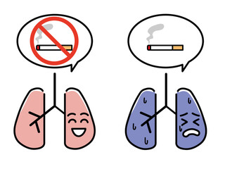 禁煙タバコ　肺のイラスト