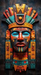 Ancient Mayan Carved Wooden Mask