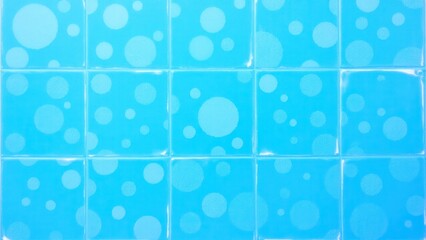 Blue and white tile pattern with various sized circles.