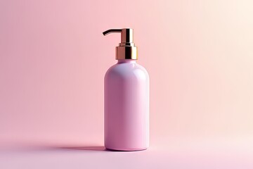 Naklejka premium Elegant Pink Dispenser Bottle for Skincare or Body Care Products