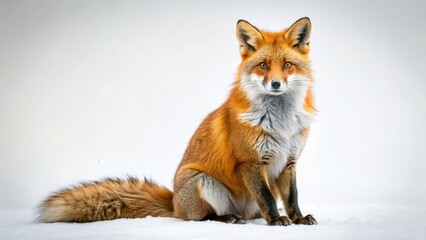 Obraz premium Majestic red fox, strikingly isolated against a pristine white background. A captivating studio wildlife portrait.