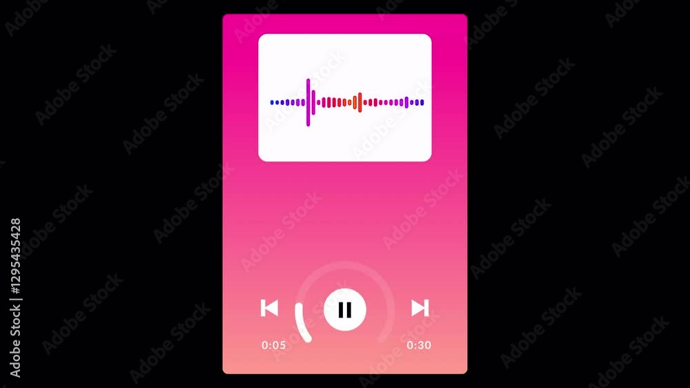 Poster music player screen template with audio track, music player animation with audio waveform, music pla