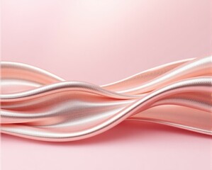 Obraz premium A shimmering pink ribbon gracefully undulates against a soft pink background, creating an elegant and delicate visual.