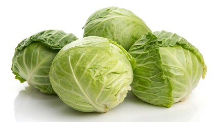 Fototapeta premium Fresh Green Cabbages on a White Background