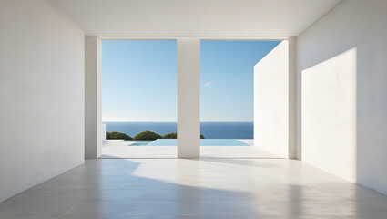 Obraz premium interior, architecture, Minimalist Modern Architecture, Abstract Architectural Forms, White Geometric Architecture – Clean, Minimalist Outdoor Space