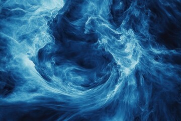 Obraz premium Blue swirling smoke, abstract art, dark background, design element