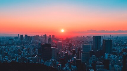 Fototapeta premium Urban Sunrise: A Cityscape at Dawn