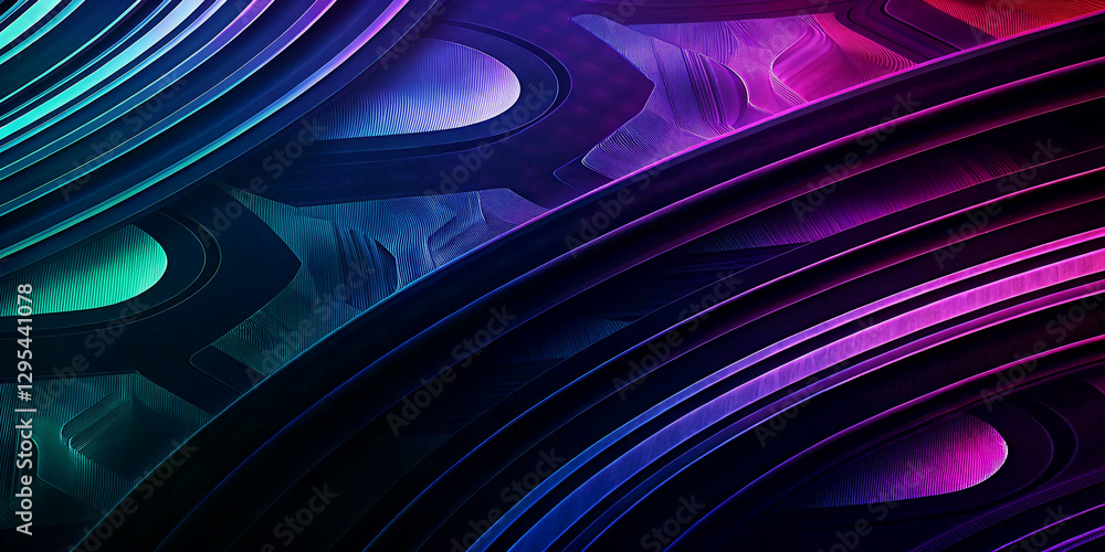 Poster abstract concentric circles in neon colors with geometric pattern
