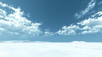 Vast White Desert Under a Bright Blue Sky with Fluffy Clouds